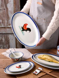 Đĩa Đựng Cơm Kiểu Gà Cổ Điển Bằng Gốm Sứ Hình Chữ Nhật Lớn Dùng Trong Nhà Hàng Đĩa Đựng Cá Hấp Đĩa Đựng Thức Ăn Dùng Trong Nhà Bếp