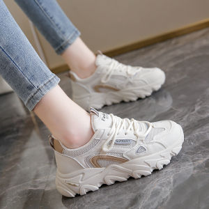 Womens Dad Shoes Summer New Waterproof Leather Surface Sports Running Travel Large Size 42 High-End Feeling Casual Shoes
