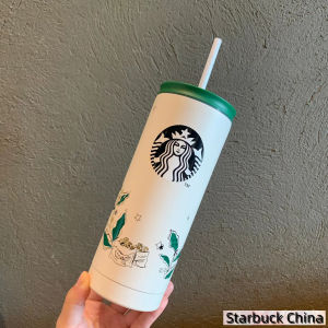 Starbuck Official Store Starbuck ถ้วยการคุ้มครองสิ่งแวดล้อม Season 2022ใหม่สีเขียวกาแฟปลูกสแตนเลสขนาดใหญ่ความจุ Leak-Proof Pipette ถ้วยน้ำ Starbuck Tumbler Starbuck แก้ว
