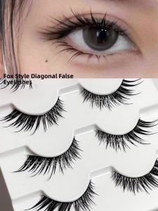 Natural Looking Fox Series False Eyelashes Wet Tip Short Front Long Back One Piece Lightweight Cold Attracting False Eyelashes