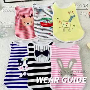 Cute Striped Dog Cooling Vest Soft Breathable Summer Sleeveless Shirts for Puppy Small Medium Large Dogs French Bulldog