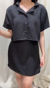 Amii Collection - Setelan Miyoki Atasan Crop + Rok Pendek / Setelan Top + Short Pants / Set