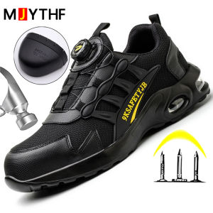 Mens Rotating Button Safety Shoes Steel Toe Work Sneakers Indestructible Shoes Puncture-Proof work Boots Air Cushion Men Boots