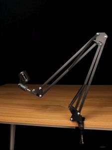 SUPERADD 360° rotation Angle Mic Suspension Boom with Phone Holder Extendable Table Clamp Microphone Arm Stand for Live Stream Recording Singging