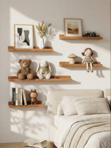 YANPU | Hanging Real Wood Display Shelf