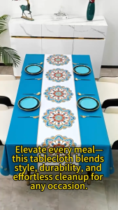 PVC Table Cover Waterproof Dining Table Cloth 4/6/8/10 Seater Antifouling Oil Proof