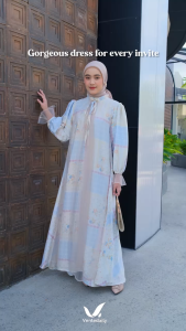 DRESS MOTIF PRINT MEWAH ELEGAN TERBARU | NADHIA MAXY DRESS BAHAN SILK By VENTE