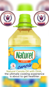 Naturel Canola Oil with DHA 3L Omega 3 is high in polyunsaturated and is naturally cholesterol free