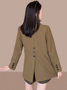 เสื้อสูทแขนยาวผู้หญิงฤดูใบไม้ผลิและฤดูใบไม้ร่วง 2025 ใหม่ เสื้อผ้าทำงานสไตล์สูทขนาดเล็ก ทรงสลิมฟิต ดีไซน์หรูหรา เสื้อผ้าทำงาน