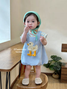 Girls Dress Suit Summer Baby Girl Super Cute Duck Strap Dress Kids Vest Skirt Two-piece Set