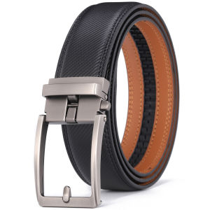 Mens Automatic Buckle Leather Belt Cowhide Fake Pin Buckle No Holes Fashion New
