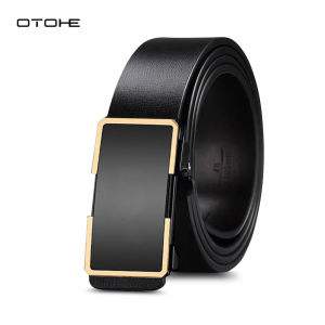 OTOHE Mens Belt Men Fashion Business Belt Genuine Leather Belt Second-layer Cowhide Automatic Buckle Belts Brand Luxury High Quality Strap Leisure Casual Belt Male Waistband for Men