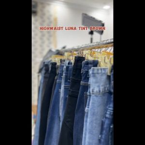 Celana Highwaist Wanita Jeans Skinny Stretch Jumbo Korean Style Tint Brown Kekinian Premium Luna