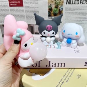 Anime Sanrio Blow Bubbles Doll Kuromi My Melody Cinnamoroll Stress Vent Relief Cartoon Hand Pinch Toy Holiday Gift