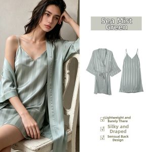 GAINREEL | Silk Lingerie Light Luxury Lace Backless Nightdress & Robe