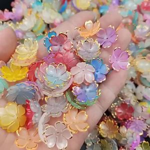 200/100 Chiếc Hạt Hoa Acrylic Nhiều Màu Sắc 15mm Họa Tiết Hoa Pastel Vàng Dùng Làm Đồ Trang Sức Tự Làm Phụ Kiện Trang Sức Phong Cách Cổ Điển