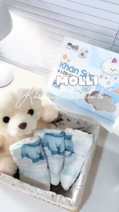 Hộp ba khăn sữa 6 lớp Molli cho bé  mềm mại  an toàn cho bé - MOL2059  kích thước 27x27cm