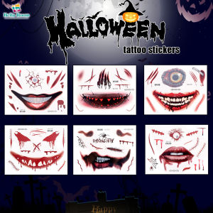 Halloween Tattoo Stickers Skin-friendly Zombie Scar Cosplay Tattoo Waterproof Realistic Wound Face Stickers Halloween Party Decoration