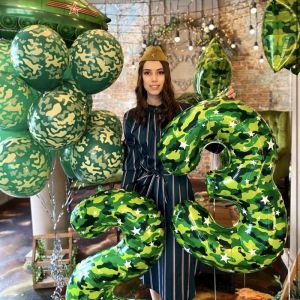 12-Inch Camouflage Green Battle Camping Military Theme Birthday Party Balloons Latex round Green Colorful Celebration Balloons