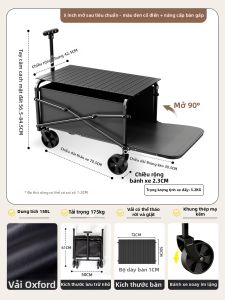 KIMDELIN | Xe đẩy bán hàng rong có thể gấp gọn mái che nắng chuyên dụng