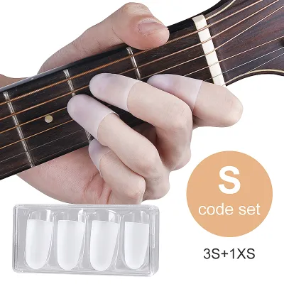 4Pcs/Set Silicone Finger Guards Guitar Fingertip Protectors For Ukulele Guitar Transparent Color