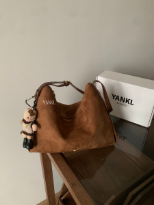 Yankele Suede Bag Versatile High-Quality Fashionable Underarm Bag Single Shoulder Crossbody Bag for Young Adults Daily Use