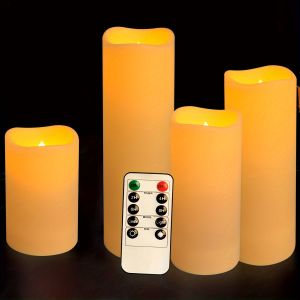 4/10pcs Flameless Candles With Remote 2/4/6/8H Timer Outdoor Indoor Waterproof Remote Control Candles Battery Operated