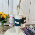 Simple Beverage Canvas Tote Cup Holder Eco-friendly Hand-held Cup Cover Cute Logo Design for Everyone by Xiaotaoqi Aibao. 