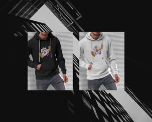 Hoodie anime gear 5 luffy one piece black/white