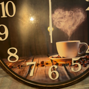 12 inch Coffee Lover Wall Clock Round Classic Black Home Kitchen Cafe Decor Lightweight