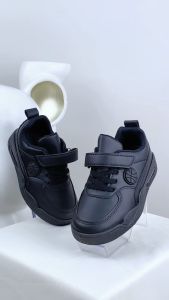 【TinaHao】Black Shoes For Kids Boys Casula School Formal Comfortable Low Top Neutral Colors With Ball Design