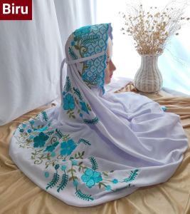 Mukena Dewasa Terusan Bahan Katun Polino Motif Bordir Bunga Sepatu Indah Cantik