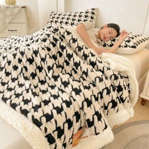 Dansunreve dày chăn ấm nhung chất lượng cao Houndstooth/bướm chạm khắc chăn phù hợp với cho phòng ngủ/sofa/văn phòng