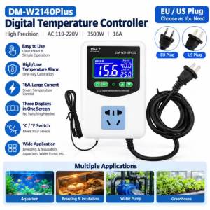 diymore | DM-W2140Plus High-Precision LCD Digital Temperature Controller AC 110–220 V 3500 W 16 A Smart Temperature-Controlled Outlet