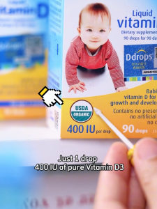 Ddrops Liquid Organic Vitamin D3 400 IU - Baby Vitamin D for Teeth & Bone Development Preservative-Free  vitamin d for kids (2.5ml/90 drops)