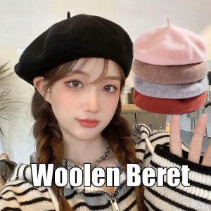 【♡Lovely girls house♡】French Beret Caps for Women Autumn Winter Outdoor Berets Cap Wool Warm Girls Beanie Hat Caps