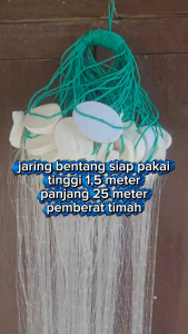 jaring ikan siap pakai tinggi 1.5m panjang 25m pemberat timah