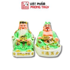 Cặp Thần Tài Thổ Địa Lộc Trời mệnh mộc đá cao cấp phong thủy để trang trí bàn thờ hút tài lộc may mắn TÔ TÂM QUANG