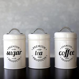 💥Dream Best🔥 Set of 3 Retro Tea Coffee Sugar Canisters Storage Jars Pots Tins with Lids