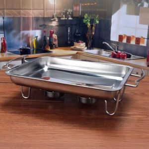 Stainless Steel Grilled Fish Dish Fish Roasting Plate Commercial Crayfish Barbecue Alcohol Heating Maintaining Furnace Rectangular Household Deepened