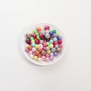 20-200Pcs 6/8/10/12/14/16mm Plated UV Colored Acrylic Ball Beads Round Loose Spacer Beads For DIY Bracelet Necklace Wholesale