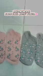 QSKS93 Kaos Kaki Pendek Wanita Kaos Kaki Motif Bunga