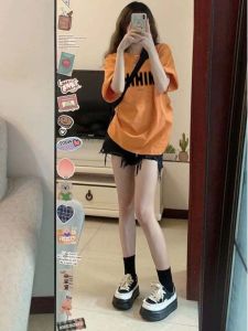 SUSHOUWANGE | Elegant Orange Design T-shirt Women