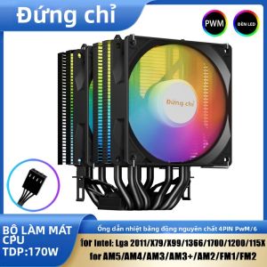 6 Ống Dẫn Nhiệt Làm Mát CPU Cho Intel LGA 1700 1200 1150 1151 1155 2011 X79 X99 1366 AM3 AM4 AM5 - 4Pin Tháp Không Khí Có Chịu Lực Chất Lỏng