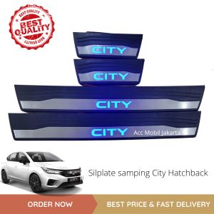 Sill plate / Sillplate Samping Honda City Hatchback Lampu Led Biru