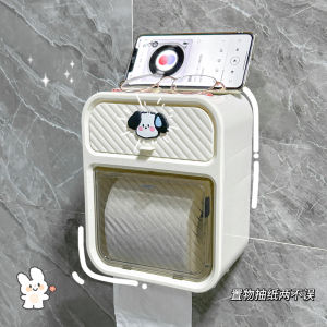 Bathroom Toilet Paper Holder Wall Mounted Tissue Box Cute Pull out Paper Holder Nordic Style Storage Shelf Household Cleaning Tools