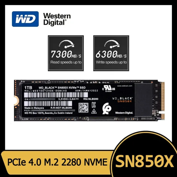 WD | WD SN850X Western Digital SSD 1TB 2TB NVMe Gen4 PCIe M.2 2280 PCIe 4.0X4 Drive Internal Solid State Disk for PS5 Desktop Laptop