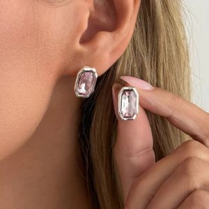 Ingemark Elegant Unique Geometry Glass Rhinestone Stud Earrings Women 2026 New Trendy Metal Piercing Earrings Aesthetic Jewelry