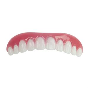 2PCS Upper Row White Teeth Set Silicone Simulation Dentures Veneers Flex Denture Perfect Fit Paste Tools for