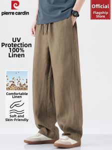 Pierre Cardin | 100 Percent Linen Silk-like Cool Loose Culottes Straight Trousers